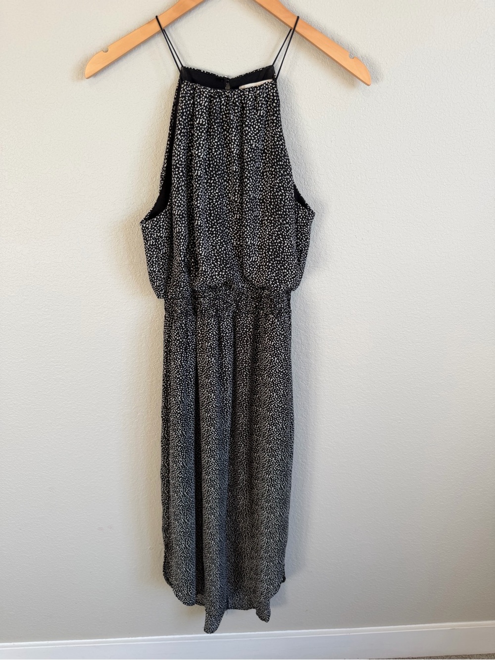 She + Sky Black and White Spotted Midi Dress